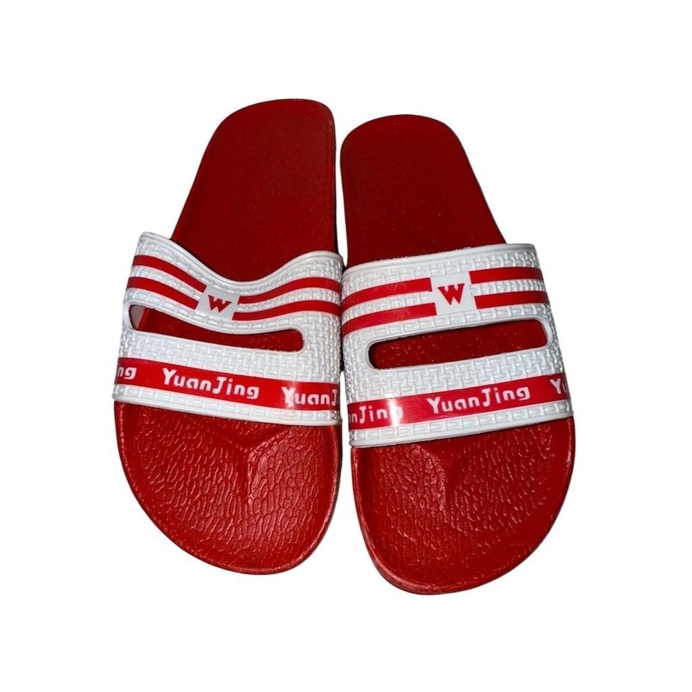 Yuanjing footwear Unisex Slide Sandals‎ Red White Slip On Summer Casual Men's 9